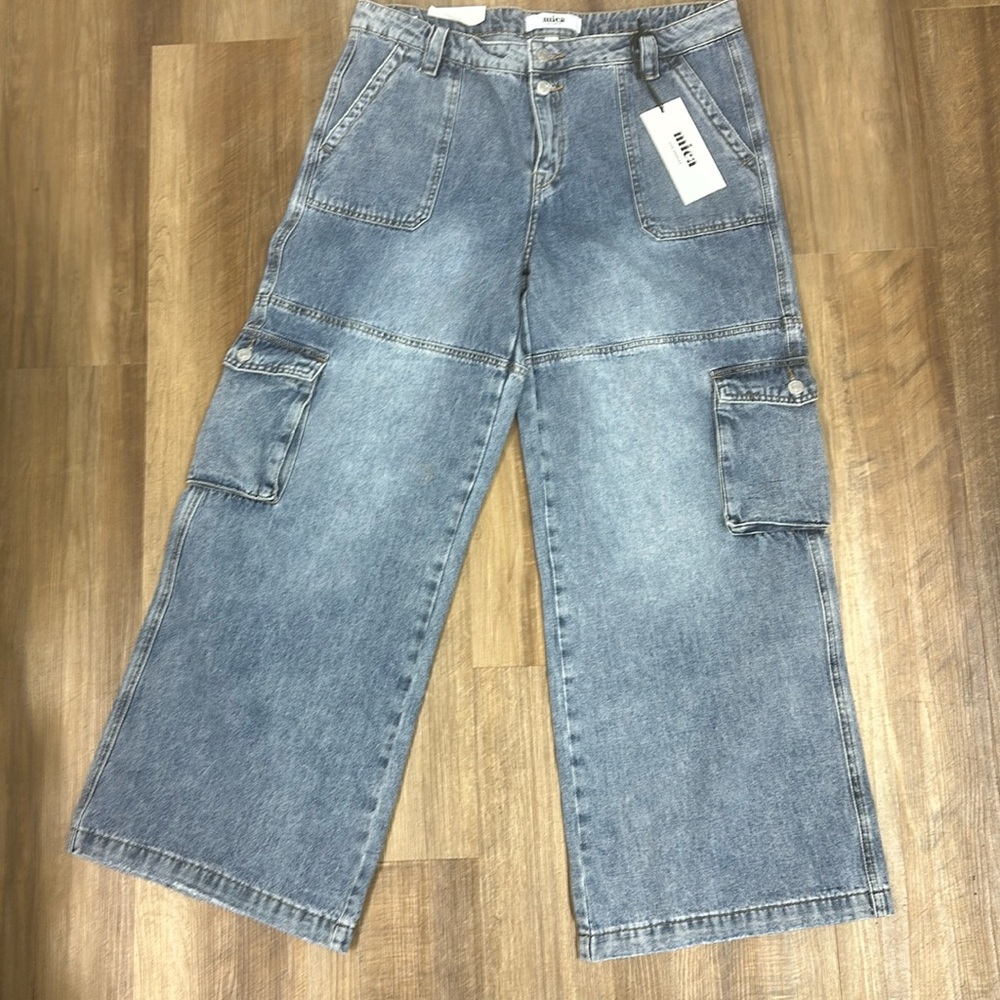 NWT Mica denim cargo wide leg jeans Sz 32